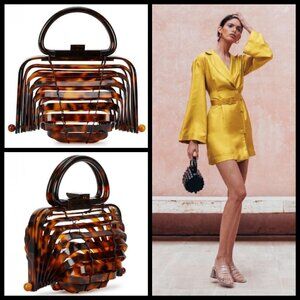 💕CULT GAIA💕 Lillith Bag ~ Tortoise Acrylic Mini Top Handle Bag Collapsible